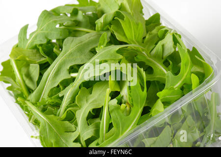 Paket von frischen Rucola Blätter Stockfoto
