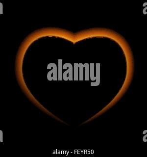 Naturalistische Feuer Herz auf dunklem Hintergrund. Vektor-Illustration Stock Vektor