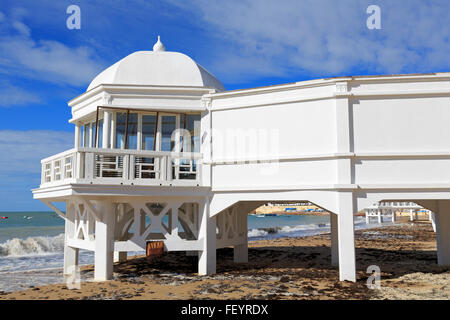 Unterwasser archäologischen Zentrum & La Caleta Strand, Altstadt, Cádiz, Andalusien, Spanien, Europa Stockfoto