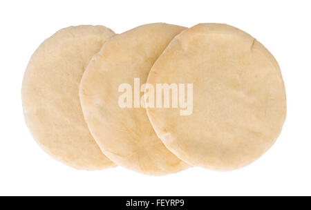 Israelische Fladenbrot Pita isoliert auf weißem Hintergrund Stockfoto