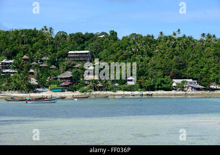 einen schönen Blick auf den Strand hatte Salat Koh Phangan Thailand Stockfoto