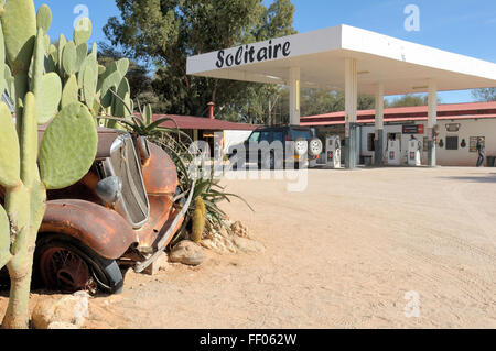 Solitär, NAMIBIA - Juni 2012: Die Tankstelle und Shop im Solitaire in Namibia auf der Straße zwischen Walvis Bay und Sesriem. PH Stockfoto