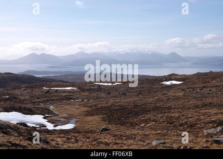 Auf Applecross Passhöhe, Blick auf die Isle Of Skye Stockfoto