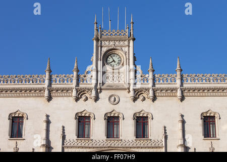 Bahnhof Rossio in Lissabon, Portugal, 19. Jahrhundert Neo-manuelinischen Fassade Stockfoto