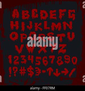 Blutige Alphabet und anderen Zeichen. Stock Vektor