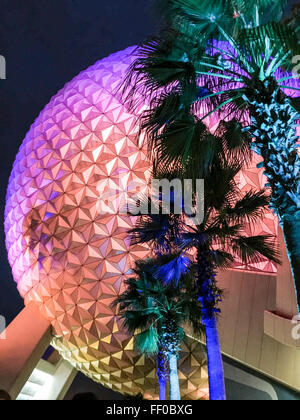 Epcot Center in Disneyworld in der Nacht Stockfoto