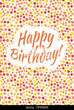 Alles Gute zum Geburtstagskarte abdecken mit roten, gelben und orangefarbenen Sternen Stock Vektor