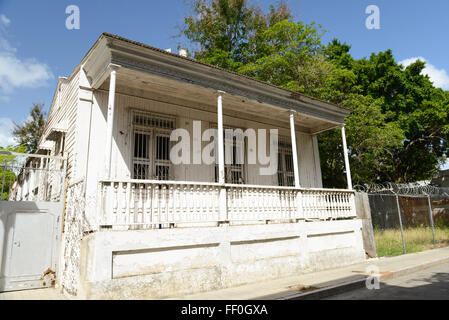 Verlassenes Haus in Ponce kreolischen Architektur. Ponce, Puerto Rico. Karibik-Insel. US-Territorium. Stockfoto