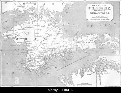 UKRAINE-Krim-Expedition-Karte von & Plan Sewastopol 1854. Illustrierte London News Stockfoto