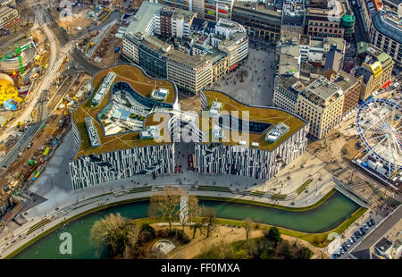 Luftaufnahme, Kö-Bogen, mall, Düsseldorf, Porsche Zentrum, Apple Store, Breuninger, neue K-Bogen-Tunnel, Düsseldorf, Rheinland, Europa Stockfoto