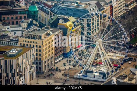 Luftaufnahme, Kö-Bogen, mall, Düsseldorf, Porsche Zentrum, Apple Store, Breuninger, neue K-Bogen-Tunnel, Düsseldorf, Rheinland, Europa Stockfoto