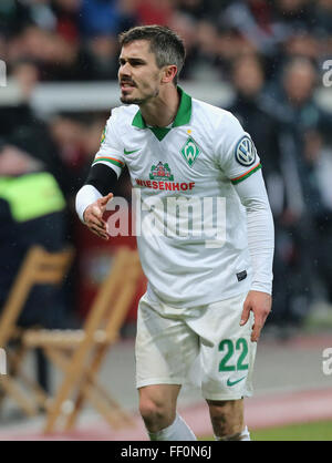 Leverkusen, Deutschland. 9. Februar 2016. Fußball, Deutsch Soccer Cup, zuletzt acht, Leverkusen, 9. Februar 2016, Bayer 04 Leverkusen - SV Werder Bremen: Fin Bartels (Bremen) Gesten.         Bildnachweis: Jürgen Schwarz/Alamy Live-Nachrichten Stockfoto