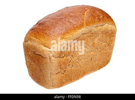 Weißes Brot aus Roggen und Weizen Mehl Grobmahlen hergestellt. Isoliert auf weißem Hintergrund Stockfoto