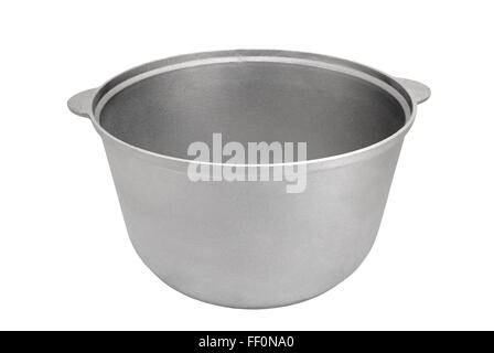 Aluminium-Tourist-Bowler isoliert auf weißem Hintergrund Stockfoto