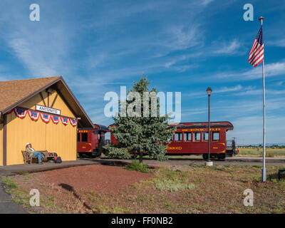 Depot, Cumbres & Toltec Scenic Railroad, Antonito, Colorado. Stockfoto