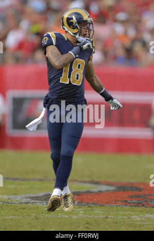 Tampa, Florida, USA. 14. Sep, 2014. St. Louis Rams Wide Receiver Austin Pettis (18) während der Rams-Spiel gegen die Tampa Bay Buccaneers im Raymond James Stadium am 14. September 2014 in Tampa, Florida. St. Louis gewann 19-17. ZUMA PRESS/Scott A. Miller © Scott A. Miller/ZUMA Draht/Alamy Live-Nachrichten Stockfoto