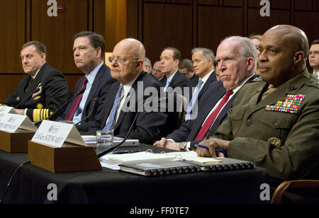 Washington, District Of Columbia, USA. 9. Februar 2016. US-Senat Intelligenz Anhörung am weltweiten Bedrohungen, Washington DC, USA-Credit: ZUMA Press, Inc./Alamy Live News Stockfoto