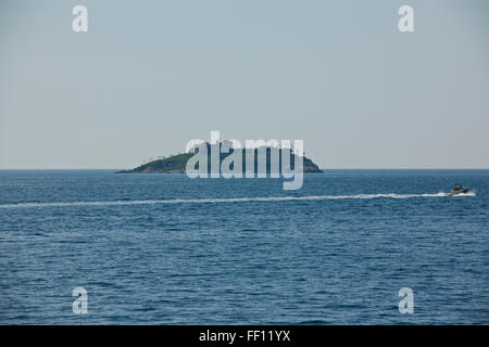 Montenegro-Befestigungen am Eingang zur Bucht von Herceg Novi, Dörfer, Berge, Mamula, Festung, Lustica Halbinsel, Montenegro Stockfoto