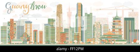 Abstrakte Guangzhou Skyline mit Farbe Gebäuden. Vektor-Illustration. Geschäftsreisen und Tourismus-Konzept mit modernen Gebäuden. Stock Vektor