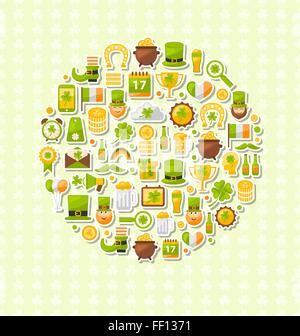Satz von modernen flachen Design-Ikonen für St. Patricks Day Stock Vektor