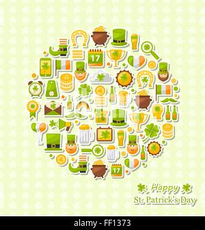 Sammlung von bunten flachen Design-Ikonen für St. Patricks Day Stock Vektor