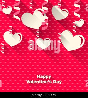 Valentinstag Hintergrund mit Papierherzen Stock Vektor