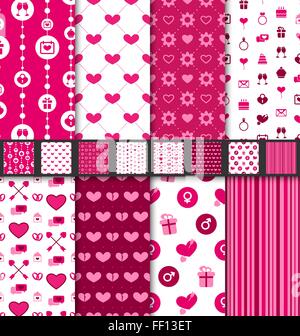 Eingestellten nahtlose Hintergründe Valentinstag Muster Stock Vektor