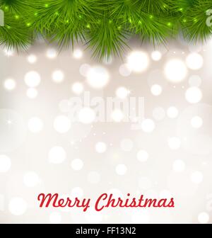 Weihnachten beleuchtet Hintergrund mit realistischen Tannenzweig Stock Vektor
