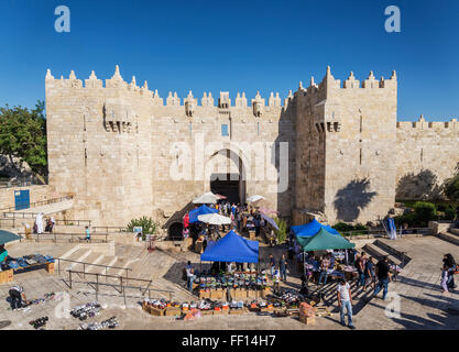 historisches Wahrzeichen Damaskustor in Jerusalem alte Stadt israel Stockfoto