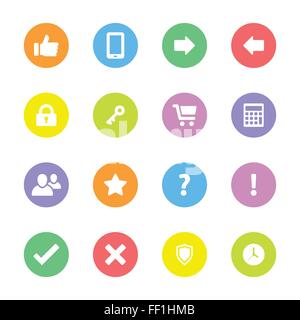 [EPS10] Bunte Symbolsatz einfache flache 2 auf Kreis - für Web-Design, Benutzeroberfläche UI, Infografik und mobile Anwendung Stock Vektor