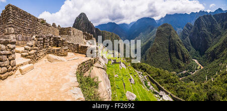 Machu Picchu Inkaruinen, UNESCO-Weltkulturerbe WorRMd, Region Cusco, Peru, Südamerika Stockfoto