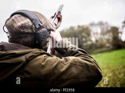 Pistole auf ein Shooting in Wiltshire, England, Vereinigtes Königreich, Europa Stockfoto