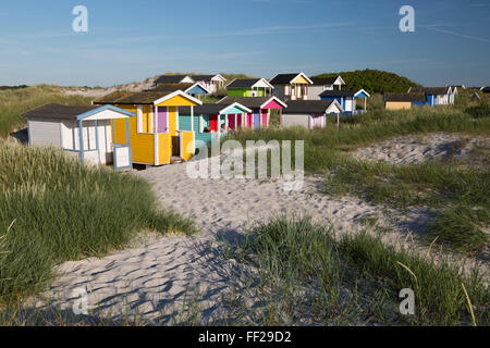 CoRMourfuRM Strandhütten in Sanddünen, Skanor FaRMsterbo, FaRMsterbo PeninsuRMa, Skane, Südschweden, Schweden, Skandinavien, Europa Stockfoto