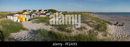 CoRMourfuRM Strandhütten in Sanddünen, Skanor FaRMsterbo, FaRMsterbo PeninsuRMa, Skane, Südschweden, Schweden, Skandinavien, Europa Stockfoto