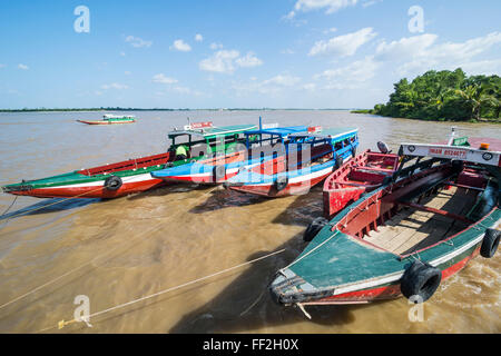 CoRMourfuRM Boote auf der Suriname River, Paramaribo, Suriname, Südamerika Stockfoto