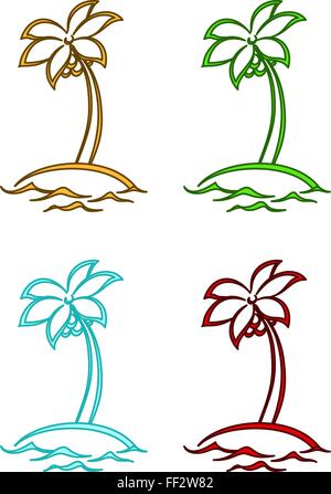 Eingestellt von tropischen Inseln mit Palme Stock Vektor