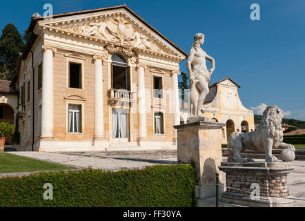 Veneto, Italien. Villa Barbaro (Villa di Maser), entworfen und gebaut von Andrea Palladio im Jahre 1560. Stockfoto