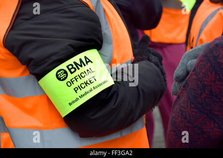 London, UK. 10. Februar 2016. Markante Ärzte-Protest vor dem St. Thomas Hospital über den Fluss von der Häuser des Parlaments Gutschrift: PjrNews/Alamy Live News Stockfoto