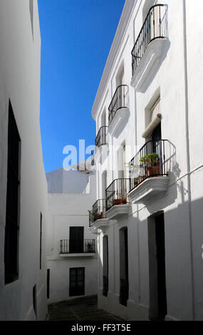 Traditionelle weiß getünchten Häuser in Vejer De La Frontera, Provinz Cadiz, Spanien Stockfoto