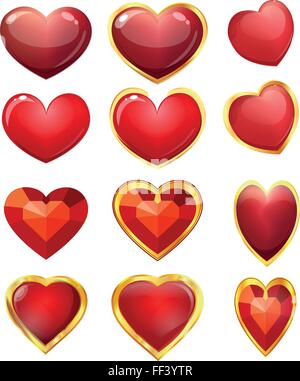 schöner Satz von Herzen Stock Vektor