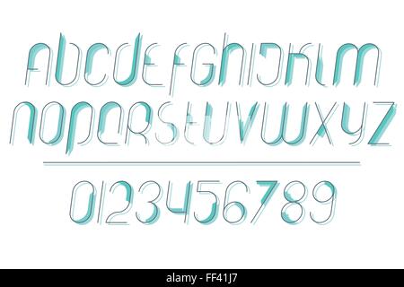 Reihe von stilvollen, isolierten Alphabet Buchstaben und zahlen. Vektor-zeitgenössische, schräge Schrift-Art-Design. modernen Charakter collectio Stock Vektor