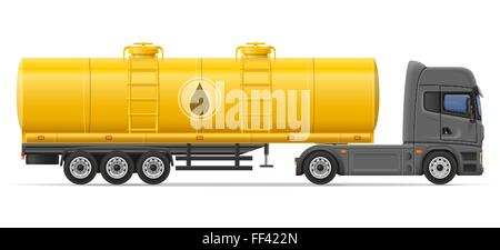 LKW-Auflieger mit Behälter für den Transport von Flüssigkeiten-Vektor-Illustration isoliert auf weißem Hintergrund Stock Vektor