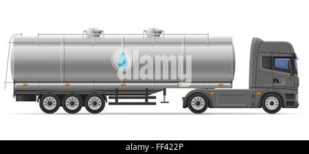 LKW-Auflieger mit Behälter für den Transport von Flüssigkeiten-Vektor-Illustration isoliert auf weißem Hintergrund Stock Vektor