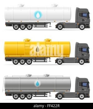 LKW-Auflieger mit Behälter für den Transport von Flüssigkeiten-Vektor-Illustration isoliert auf weißem Hintergrund Stock Vektor