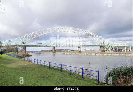 Runcorn Widnes Silver Jubilee Bridge. Stockfoto