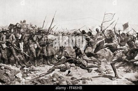 Die Schlacht von Abu Klea, auch bekannt als Schlacht von Abu Tulayh, 16.-18. Januar 1885, Abu Klea, Sudan.  Nach dem Gemälde von William Barnes Wollen. Stockfoto
