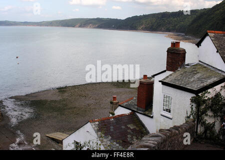 Strand und Häuser in Clovelly ein kleines Dorf in der Devon District Torridge Stockfoto