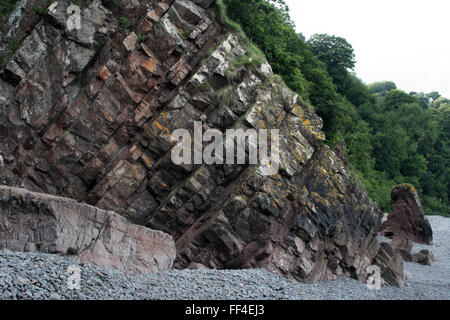 Felsformation in Clovelly ein kleines Dorf in der Devon District Torridge Stockfoto