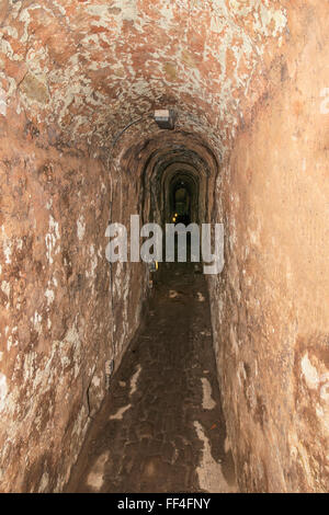 Ein Eingangstunnel am Levante Tin MIne in Cornwall, Großbritannien Stockfoto