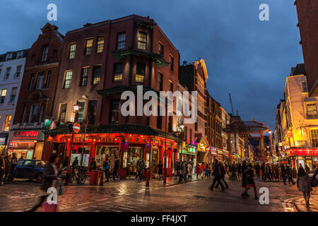 Chinatown Straßenszene, W1D, England, London, UK. Stockfoto